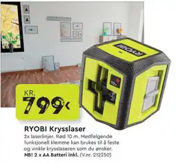 Mekk Ryobi krysslaser tilbud