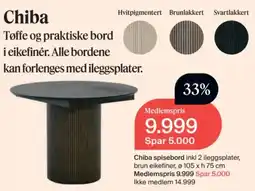 Møbelringen Chiba spisebord tilbud