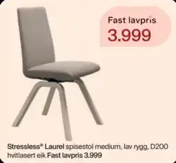 Møbelringen Stressless® Laurel spisestol medium, lav rygg, D200 hvitlasert eik tilbud