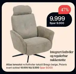 Møbelringen Atlas lenestol tilbud