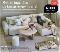 Møbelringen Hovden Harmony sjeselong sovesofa tilbud