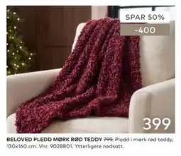 Skeidar BELOVED PLEDD MØRK RØD TEDDY tilbud