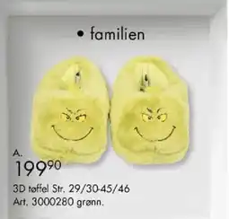 Sparkjøp familien 3D tøffel tilbud