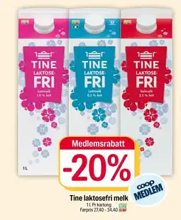 Coop Extra Tine laktosefri melk tilbud