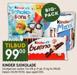 Coop Mega KINDER SJOKOLADE tilbud