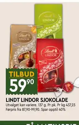 Coop Mega LINDT LINDOR SJOKOLADE tilbud