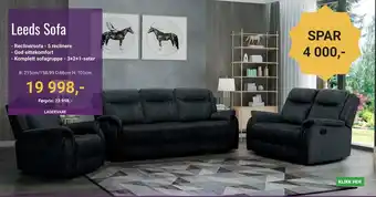 A-Møbler Leeds sofa tilbud