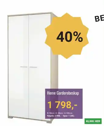 A-Møbler Home garderobeskap tilbud