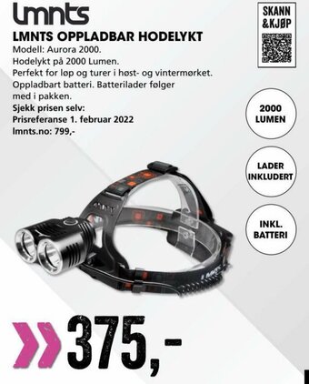 Sport Outlet Lmnts Oppladbar Hodelykt tilbud