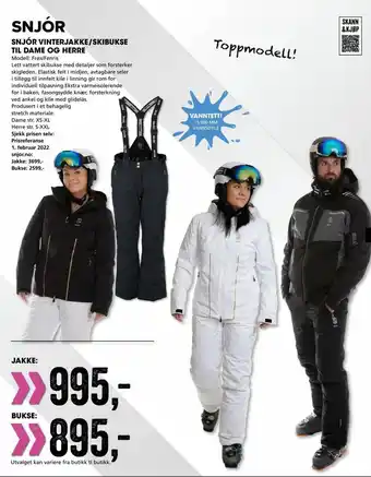 Sport Outlet Snjór Vinterjakke/Skibukse Til Dame Og Herre tilbud
