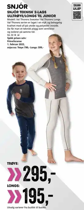 Sport Outlet Snjór Teknisk 2-Lags Ulltrøye/Longs Til Junior tilbud