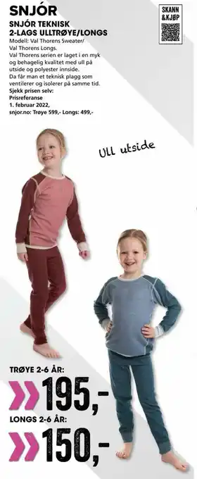 Sport Outlet Snjór Teknisk 2-Lags Ulltrøye/Longs tilbud