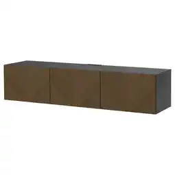 IKEA BestÅ tv-benk med dører, brunsvart Hedeviken/brunbeiset eikefiner, 180x42x38 cm tilbud