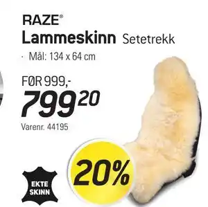 RAZE Lammeskinn Setetrekk