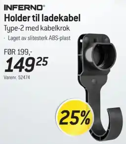 Thansen Inferno holder til ladekabel type-2 med kabelkrok tilbud