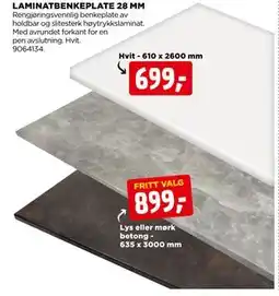 jem & fix LAMINATBENKEPLATE 28 MM tilbud