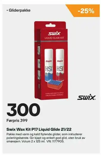 XXL Sport Swix Wax Kit P17 Liquid Glide 21/22 tilbud