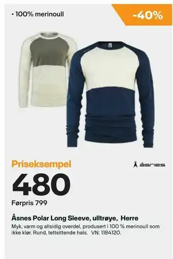 XXL Sport Åsnes Polar Long Sleeve, ulltrøye, Herre tilbud
