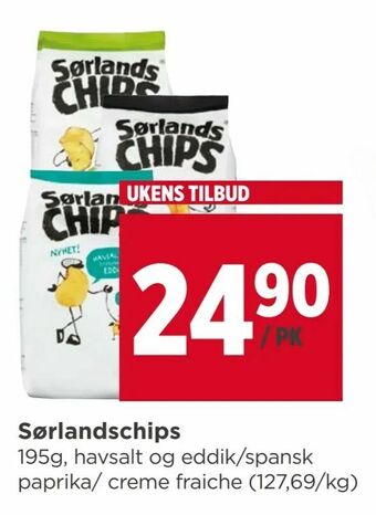Meny Sørlandschips tilbud