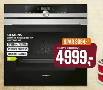 Skousen Siemens innbyggingsovn HB672GBS1S tilbud