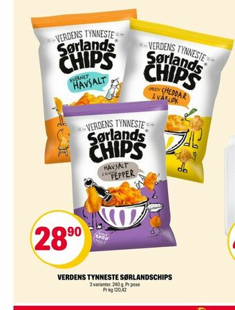 Coop Extra Verdens tynneste sørlandschips tilbud