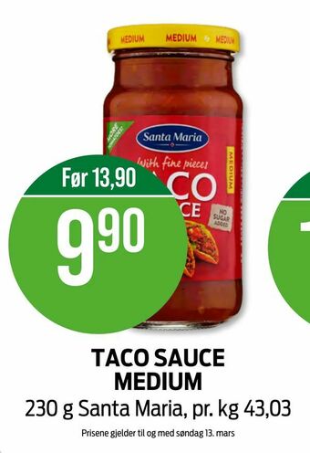 Kiwi Taco sauce medium tilbud