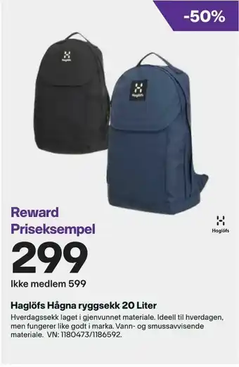 XXL Sport Haglöfs Hågna ryggsekk 20 Liter tilbud