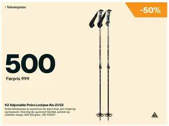 XXL Sport K2 Adjustable Poles Lockjaw Alu 21/22 tilbud