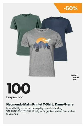 XXL Sport Neomondo Malm Printet T-Shirt, Dame/Herre tilbud