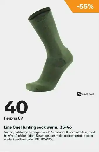 XXL Sport Line One Hunting sock warm, 35-46 tilbud