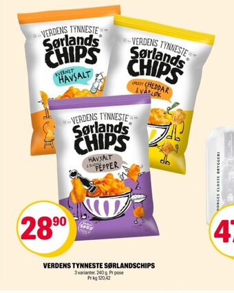 Coop Extra Sørlandschips chips tilbud