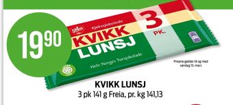 Kiwi Kvikk lunsj sjokoladebar tilbud