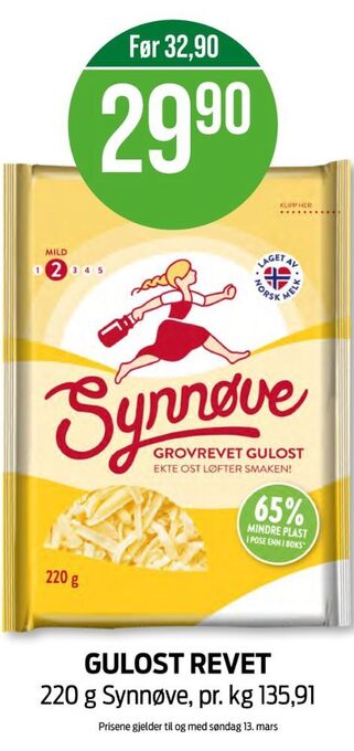 Kiwi Synnøve finden revet ost tilbud