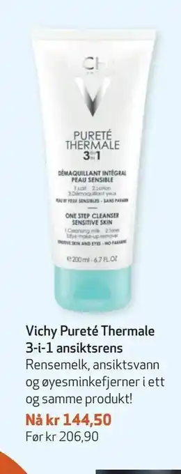 Apotek 1 Vichy Pureté Thermale 3-i-1 ansiktsrens tilbud