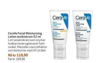 Apotek 1 CeraVe Facial Moisturising Lotion ansiktskrem 52 ml tilbud