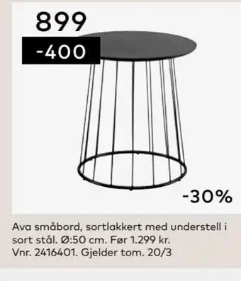 Skeidar Ava Småbord Sortlakkert Med understell i Sort Stål tilbud
