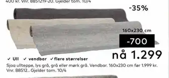 Skeidar Sjoa Ullteppe Lys Grå Eller Mørk Grå Vendbar tilbud