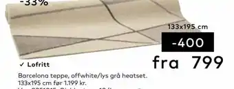 Skeidar Barcelona Teppe Offwhite/Lys Grå Heatset tilbud