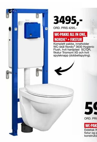 Bauhaus Wc-pakke all in one, nordic3 + fikstur tilbud