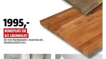 Bauhaus Benkeplate eik b/c grunnoljet tilbud