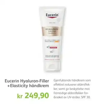 Vitusapotek Eucerin Hyaluron-Filler + Elasticity håndkrem tilbud