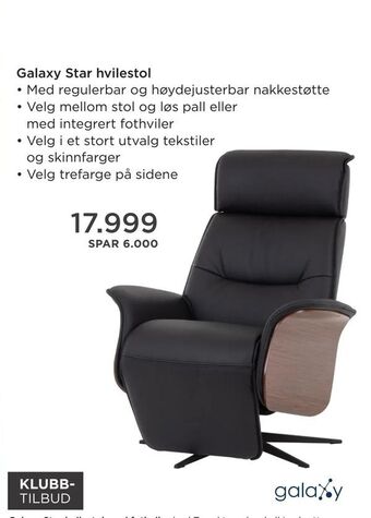 Møbelringen Galaxy Star hvilestol med fothviler tilbud
