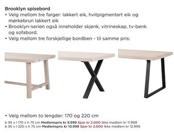 Møbelringen Brooklyn spisebord tilbud