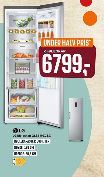 Skousen LG kjøleskap GLE71PZCSZ tilbud