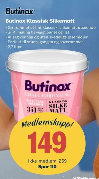 Obs Bygg Butinox Klassisk Silkematt tilbud