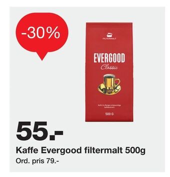 Kaffe Evergood filtermalt 500g