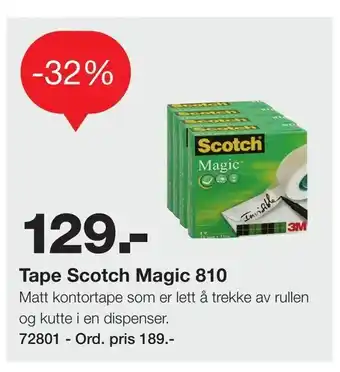 Staples Tape Scotch Magic 810 tilbud