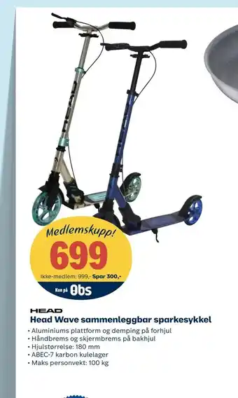 Coop Obs Head Wave sammenleggbar sparkesykkel tilbud