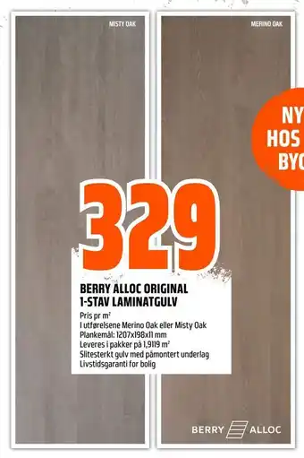 Obs Bygg Berry alloc original 1-stav laminatgulv tilbud