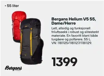XXL Sport Bergans Helium V5 55, Dame/Herre tilbud